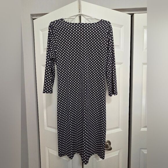 Ann Taylor Factory Navy Polka Dot Midi Dress - Picture 2 of 6